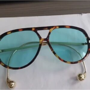 Tortoise Shell Sunglasses with Blue Lenses